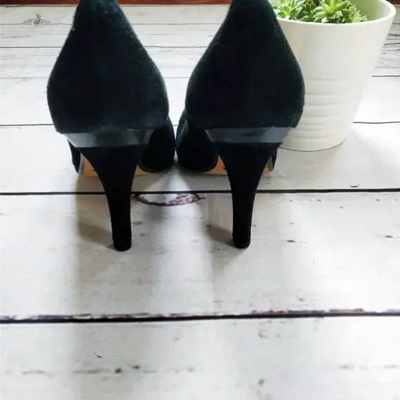 COLE HAAN Nike Air Carma Black Suede Pumps High Heel Square Toe Platform 9.5 - Picture 6 of 7